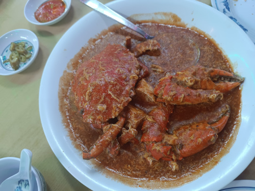 Chilly crab en No signpost Seafood